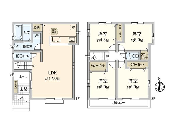 西東京市芝久保町4丁目 新築戸建 E号棟 間取図(平面図) 西東京市芝久保町4丁目 新築戸建 E号棟 間取図(平面図)