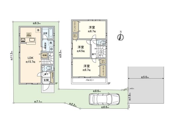西東京市富士町1丁目 新築戸建 1号棟 間取図(平面図) 西東京市富士町1丁目 新築戸建 1号棟 間取図(平面図)