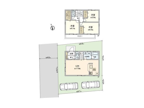 西東京市北原町2丁目 新築戸建 1号棟 間取図(平面図) 西東京市北原町2丁目 新築戸建 1号棟 間取図(平面図)