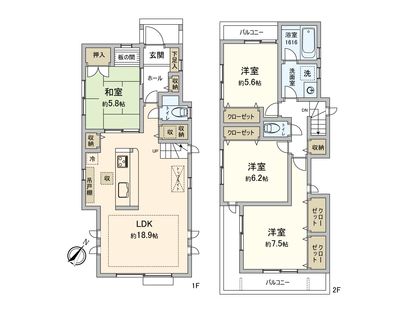 西東京市緑町2丁目 戸建 間取図(平面図)
