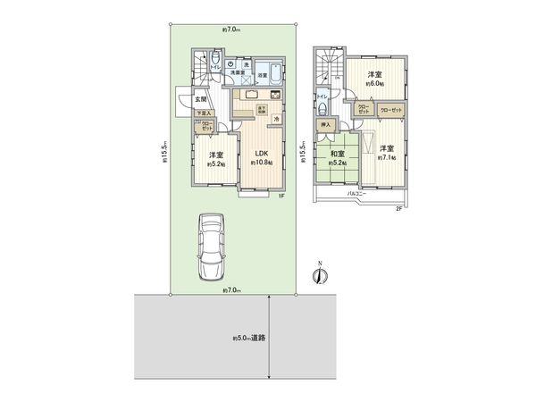 西東京市南町5丁目 戸建 間取図(平面図) 西東京市南町5丁目 戸建 間取図(平面図)