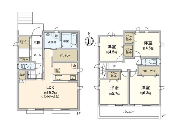 東久留米市滝山5丁目 A号棟 間取図(平面図) 東久留米市滝山5丁目 A号棟 間取図(平面図)