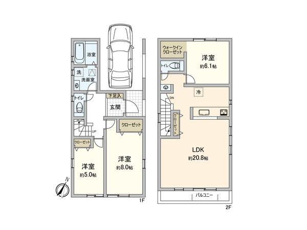 西東京市芝久保町3丁目 新築戸建 間取図(平面図) 西東京市芝久保町3丁目 新築戸建 間取図(平面図)