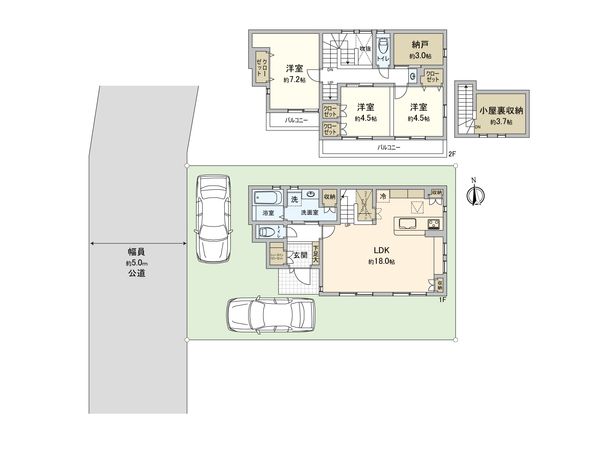 小平市花小金井5丁目 新築戸建 間取図(平面図) 小平市花小金井5丁目 新築戸建 間取図(平面図)