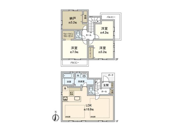 西東京市北原町1丁目 新築戸建 間取図(平面図) 間取図(平面図)