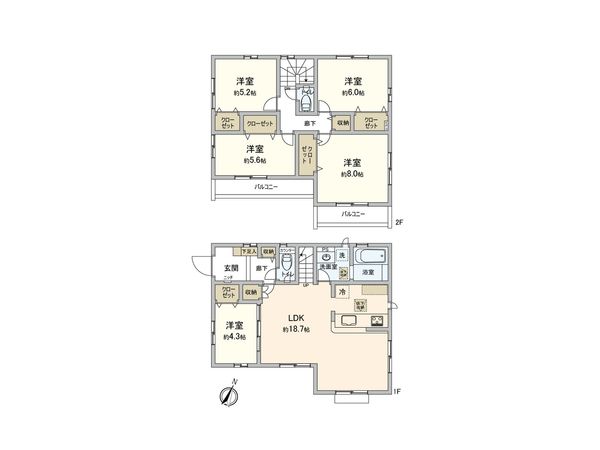 小平市大沼町2丁目 新築戸建 間取図(平面図) 間取図(平面図)