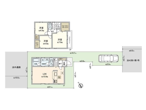 東久留米市滝山2丁目 新築戸建 1号棟 間取図(平面図)