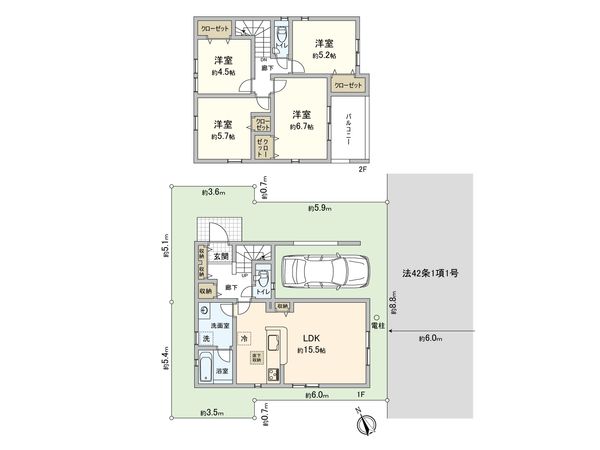 東久留米市滝山2丁目 新築戸建 2号棟 間取図(平面図) 東久留米市滝山2丁目 新築戸建 2号棟 間取図(平面図)