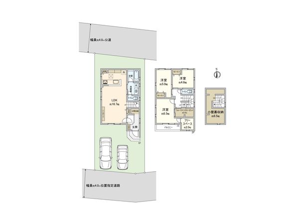 小平市花小金井5丁目 新築戸建 2号棟 間取図(平面図) 間取図(平面図)