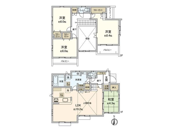 小平市花小金井8丁目 新築戸建 間取図(平面図) 間取図(平面図)