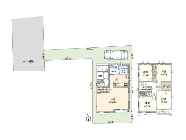 小平市鈴木町2丁目 新築戸建B号棟 間取図(平面図)