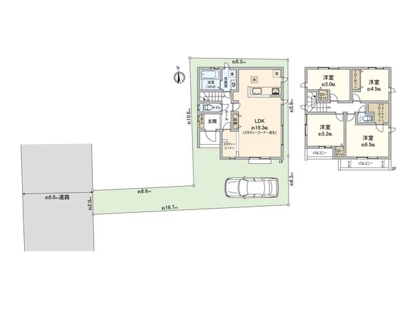 小平市鈴木町2丁目 新築戸建A号棟 間取図(平面図)