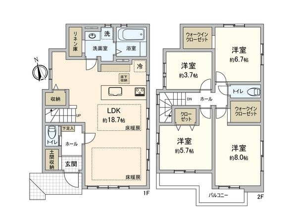 西東京市向台町6丁目 新築戸建 1号棟 間取図(平面図) 西東京市向台町6丁目 新築戸建 1号棟 間取図(平面図)