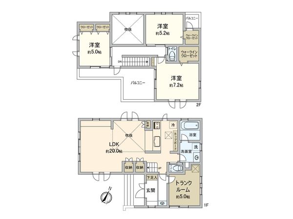 西東京市南町5丁目戸建 B号棟 間取図(平面図) 西東京市南町5丁目戸建 B号棟 間取図(平面図)