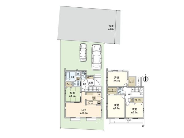 小平市大沼町6丁目 新築戸建 6号棟 間取図(平面図)