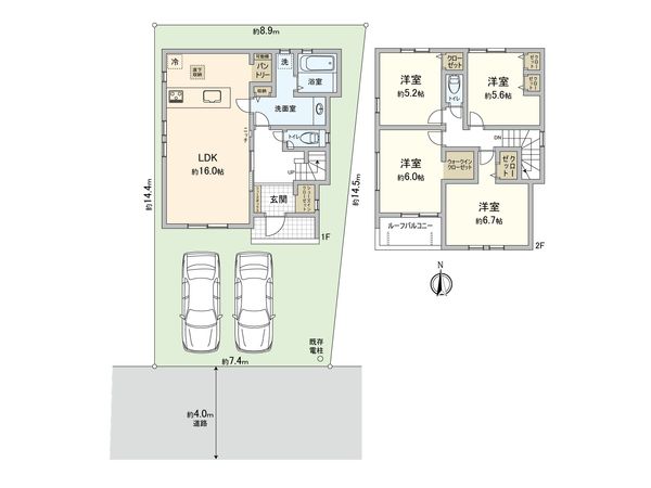 西東京市芝久保町4丁目 新築戸建 2号棟 間取図(平面図) 間取図(平面図)