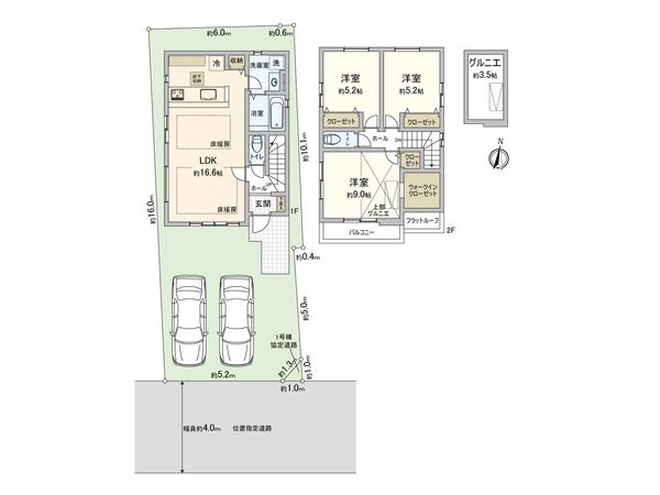 小平市仲町 新築戸建 1号棟 間取図(平面図)