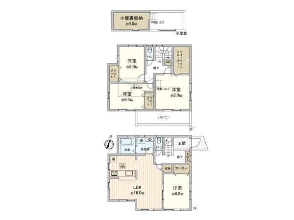 小平市美園町3丁目 戸建 間取図(平面図)