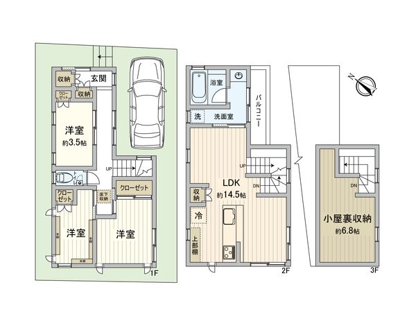 西東京市富士町1丁目 戸建 間取図(平面図) 西東京市富士町1丁目 戸建 間取図(平面図)