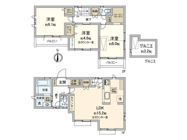 西東京市北原町1丁目 新築戸建 間取図(平面図) 西東京市北原町1丁目 新築戸建 間取図(平面図)