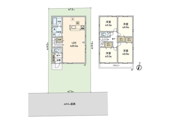 西東京市柳沢6丁目 戸建 間取図(平面図) 西東京市柳沢6丁目 戸建 間取図(平面図)