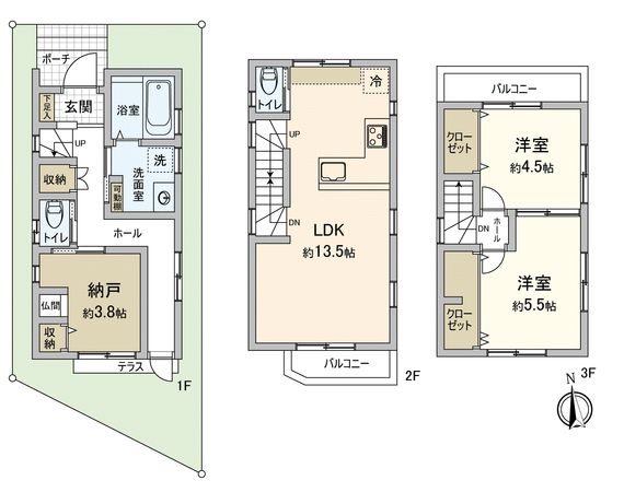 小平市美園町2丁目戸建 間取図(平面図) 小平市美園町2丁目戸建 間取図(平面図)
