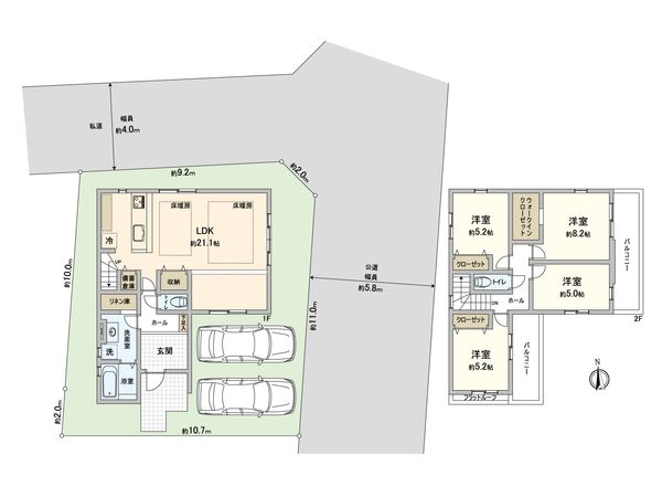 西東京市向台町4丁目 新築戸建 1号棟 間取図(平面図) 西東京市向台町4丁目 新築戸建 1号棟 間取図(平面図)
