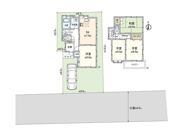 東久留米市前沢5丁目 戸建 間取図(平面図)