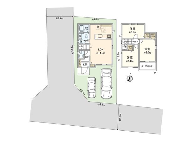 西東京市中町4丁目 新築戸建 1号棟 間取図(平面図) 西東京市中町4丁目 新築戸建 1号棟 間取図(平面図)