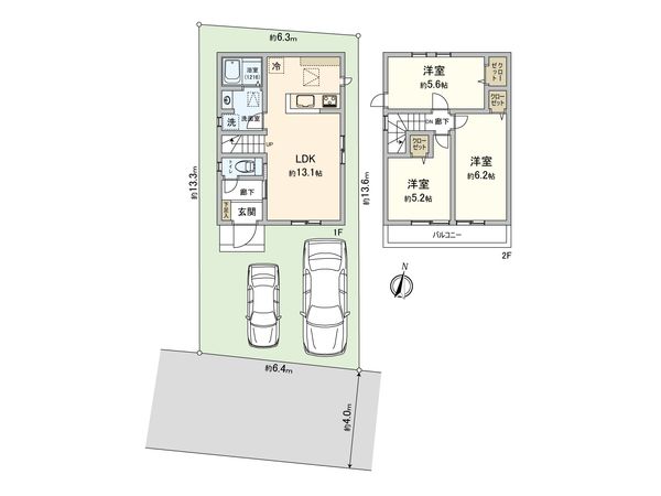 西東京市中町4丁目 新築戸建 2号棟 間取図(平面図) 西東京市中町4丁目 新築戸建 2号棟 間取図(平面図)