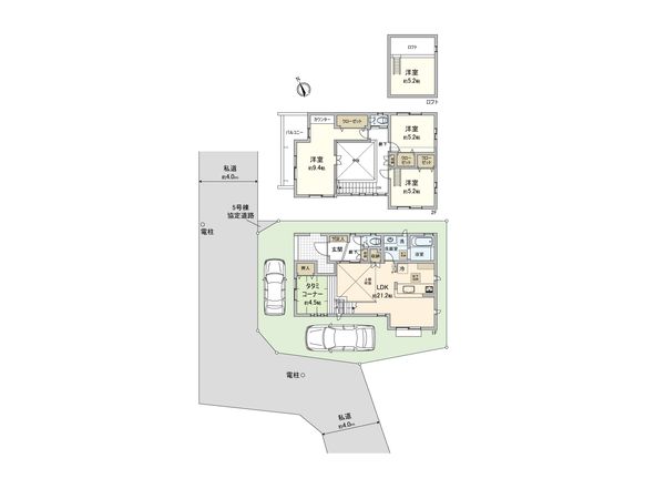 西東京市芝久保町5丁目 新築戸建 5号棟 間取図(平面図) 西東京市芝久保町5丁目 新築戸建 5号棟 間取図(平面図)