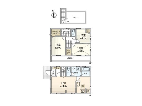 小平市鈴木町2丁目 新築戸建 2号棟 間取図(平面図) 小平市鈴木町2丁目 新築戸建 2号棟 間取図(平面図)