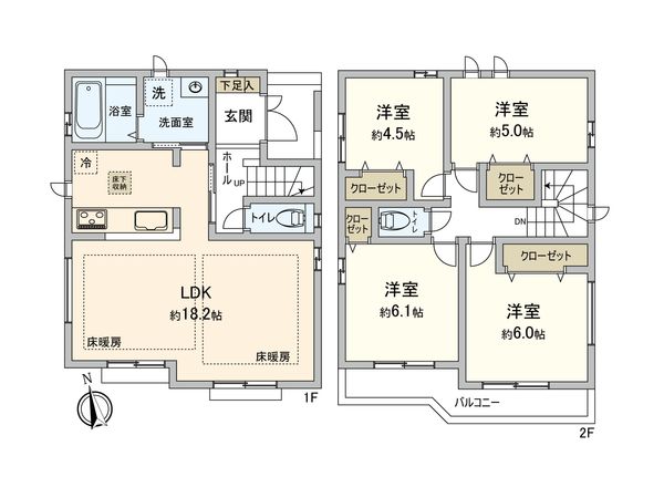 西東京市西原町2丁目 新築戸建 D号棟 間取図(平面図) 西東京市西原町2丁目 新築戸建 D号棟 間取図(平面図)