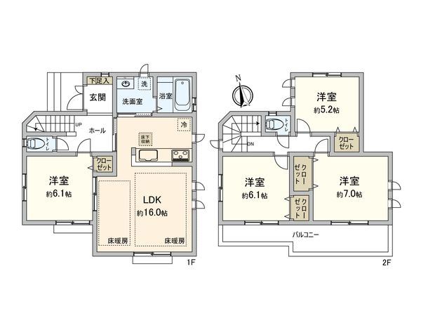 西東京市西原町2丁目 新築戸建 E号棟 間取図(平面図) 西東京市西原町2丁目 新築戸建 E号棟 間取図(平面図)