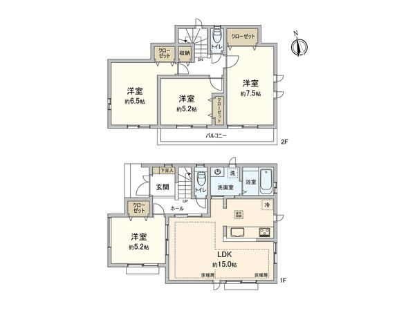 西東京市西原町2丁目 新築戸建 G号棟 間取図(平面図) 西東京市西原町2丁目 新築戸建 G号棟 間取図(平面図)