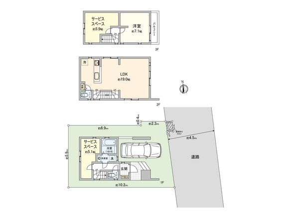 西東京市保谷町1丁目 新築戸建 3号棟 間取図(平面図) 西東京市保谷町1丁目 新築戸建 3号棟 間取図(平面図)