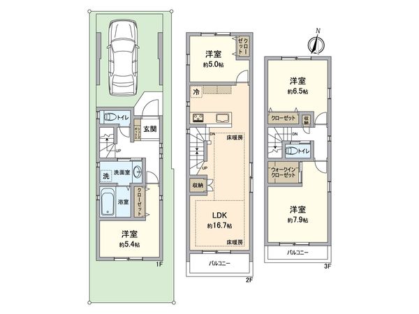 練馬区石神井台7丁目 新築戸建 A号棟 間取図(平面図) 練馬区石神井台7丁目 新築戸建 A号棟 間取図(平面図)