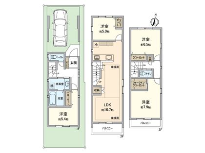 練馬区石神井台7丁目 新築戸建 A号棟 間取図(平面図)
