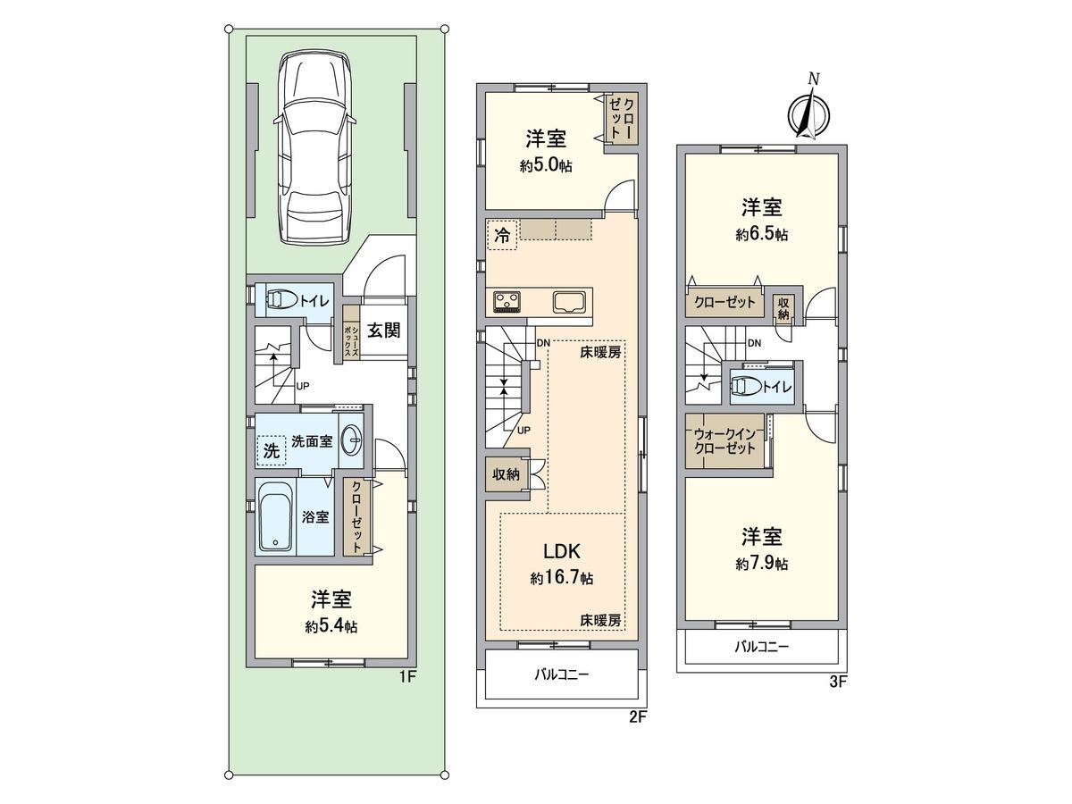 練馬区石神井台7丁目 新築戸建 B号棟 間取図(平面図) 間取図(平面図)