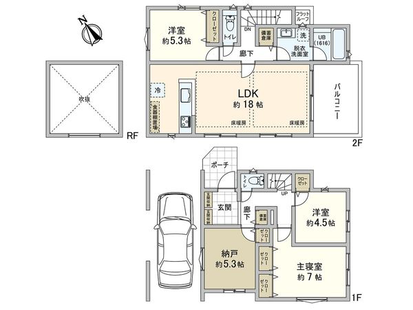 練馬区桜台5丁目 新築戸建 A号棟 間取図(平面図) 間取図(平面図)