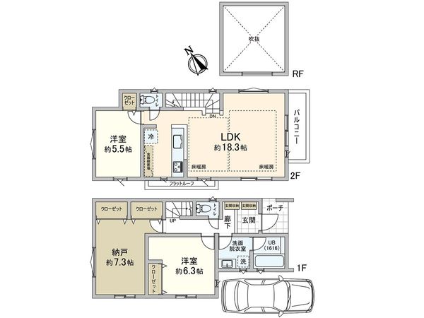 練馬区桜台5丁目 新築戸建 B号棟 間取図(平面図) 間取図(平面図)