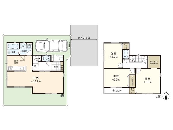 練馬区石神井台8丁目 新築戸建 1号棟 間取図(平面図) 練馬区石神井台8丁目 新築戸建 1号棟 間取図(平面図)