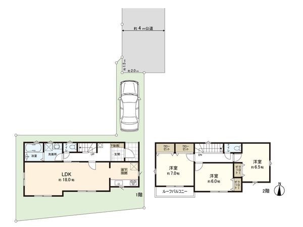 練馬区石神井台8丁目 新築戸建 2号棟 間取図(平面図) 練馬区石神井台8丁目 新築戸建 2号棟 間取図(平面図)