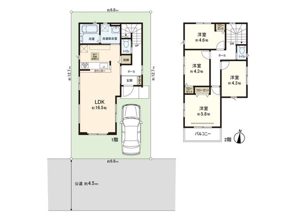 練馬区石神井台7丁目 新築戸建 間取図(平面図) 練馬区石神井台7丁目 新築戸建 間取図(平面図)