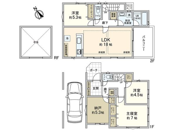 練馬区桜台5丁目 新築戸建 A号棟 間取図(平面図) 練馬区桜台5丁目 新築戸建 A号棟 間取図(平面図)