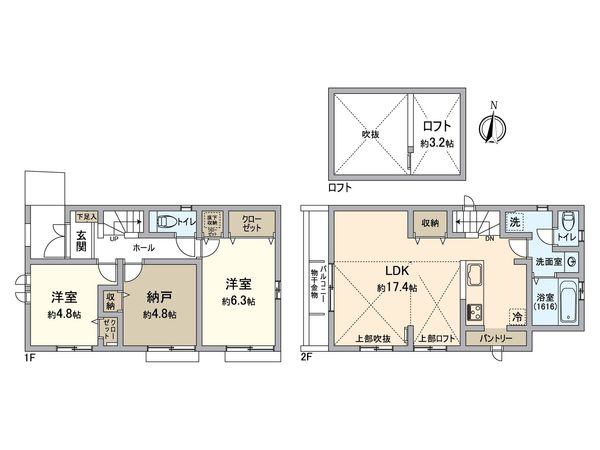 練馬区関町南4丁目 新築戸建 A号棟 間取図(平面図) 練馬区関町南4丁目 新築戸建 A号棟 間取図(平面図)