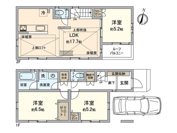 練馬区関町北3丁目 新築戸建 B号棟 間取図(平面図) 練馬区関町北3丁目 新築戸建 B号棟 間取図(平面図)