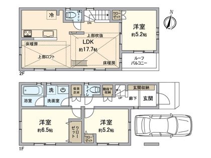 練馬区関町北3丁目 新築戸建 B号棟 間取図(平面図)