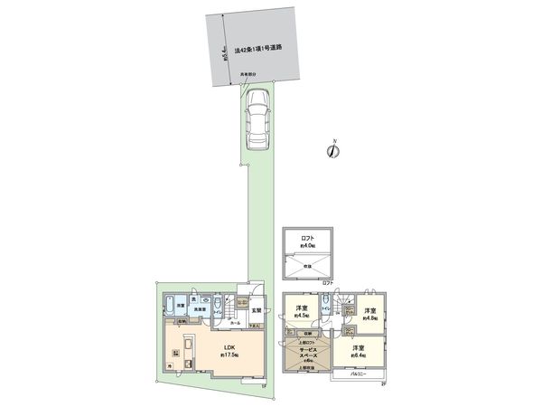 杉並区上井草2丁目 新築戸建 2号棟 間取図(平面図) 杉並区上井草2丁目 新築戸建 2号棟 間取図(平面図)