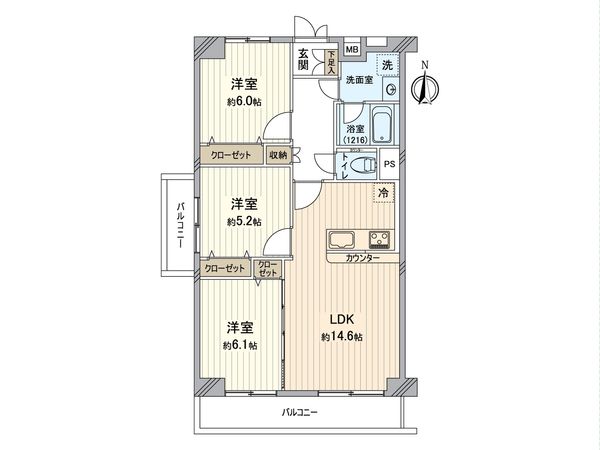 日商岩井武蔵関マンション 間取図(平面図) 間取図(平面図)